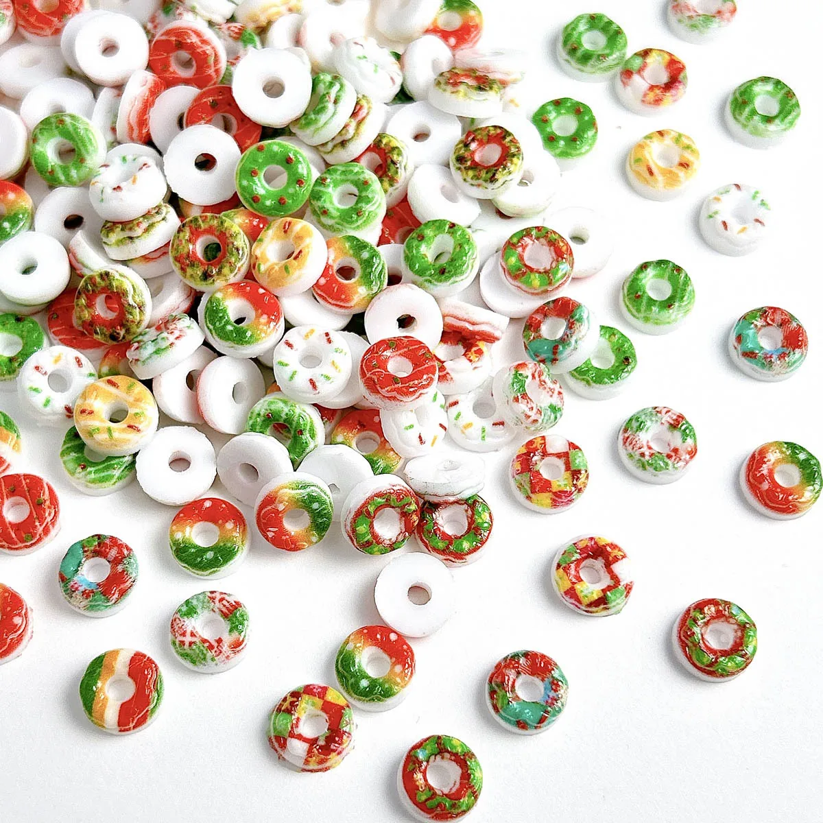 Mutiple Color Donut Nail Charms Creative Simulated Painted Donut Christmas Resin Nail Art Decorations DIY Nails Accessories