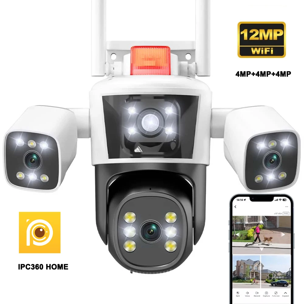 casa 6k 12mp lente telas wifi ptz camera cor visao noturna deteccao de movimento audio em dois sentidos ip66 cameras de vigilancia ipc360 01