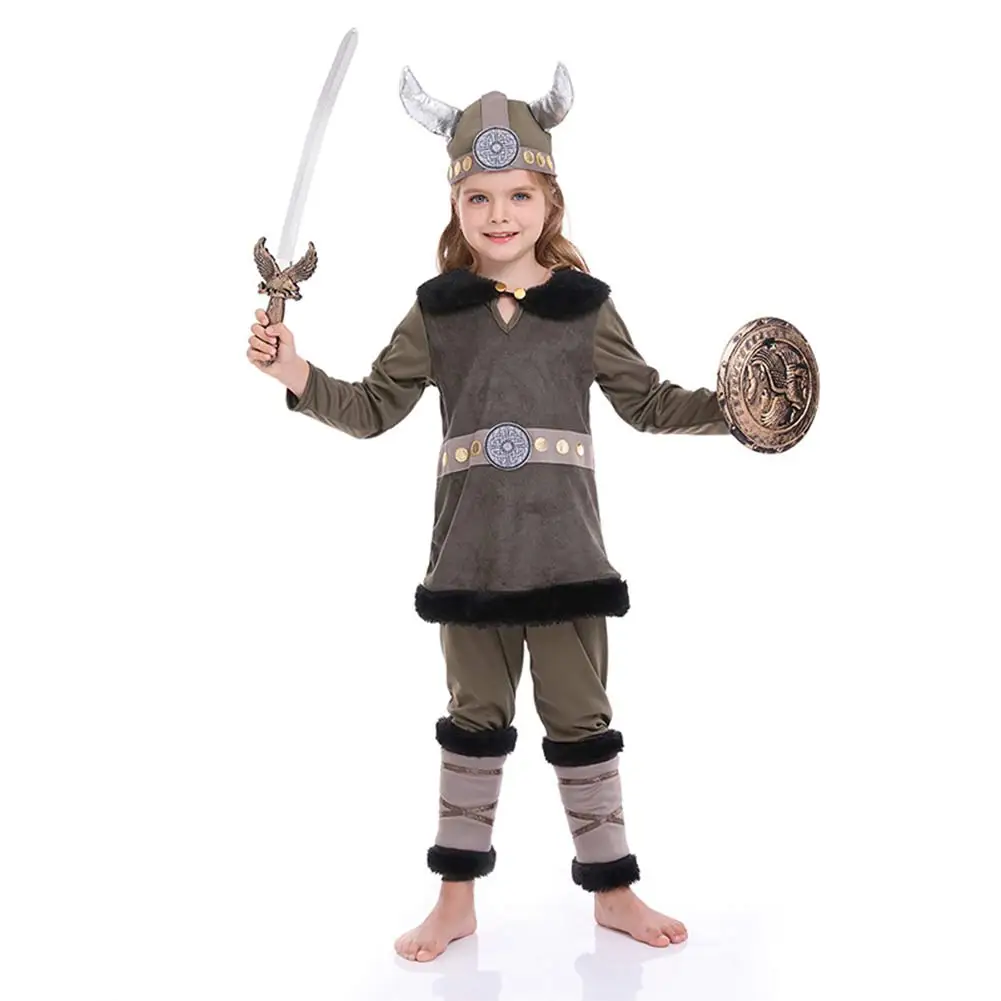 Costume Cosplay Viking pour Enfants, Tenues de brev, ixd'Halloween, Carnaval, Imbibé, 7,5