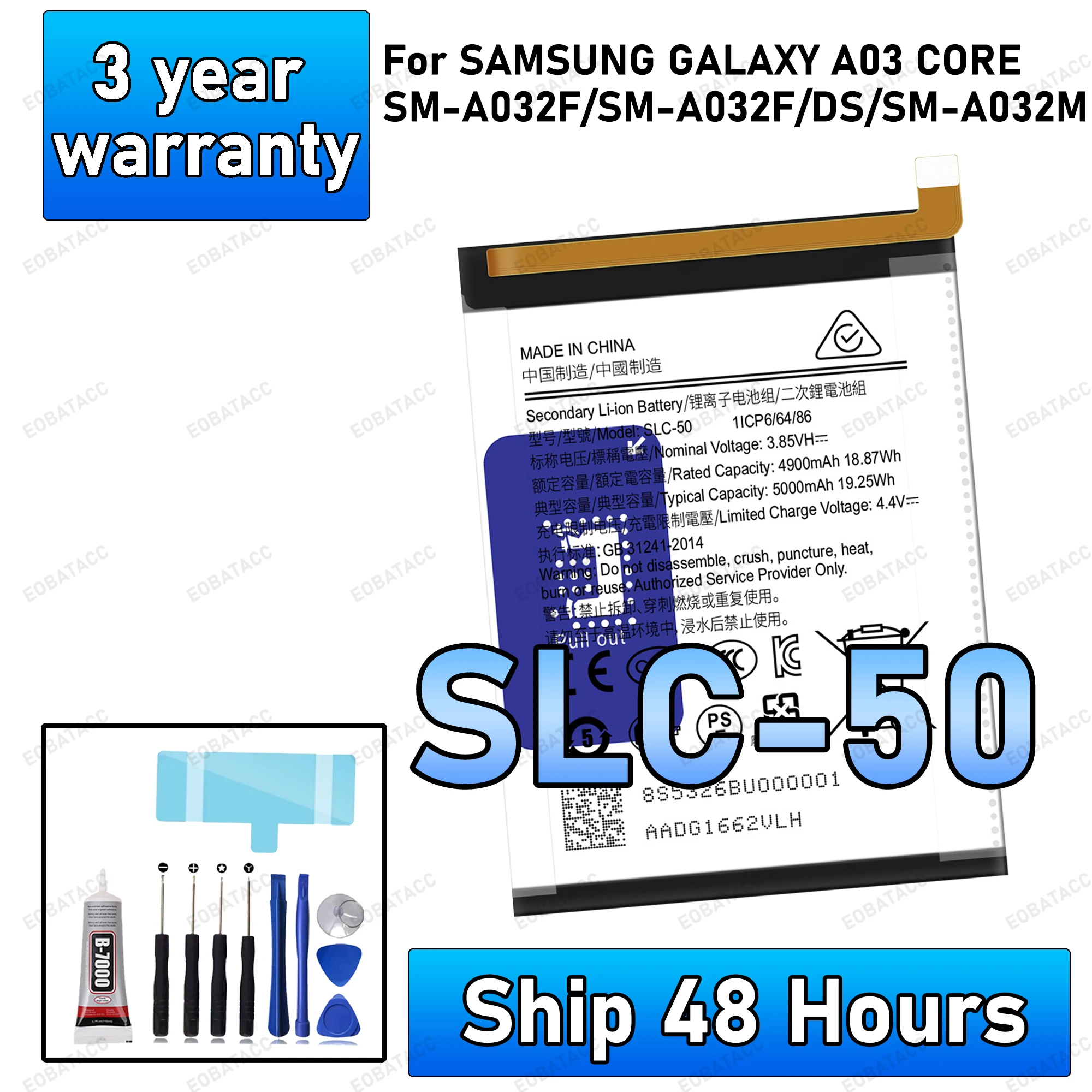 

100% New High Quality SLC-50 Battery For SAMSUNG Galaxy A03 CORE/AM-A032F/SM-A032F/DS Phone Replacement Bateria+Free Tools