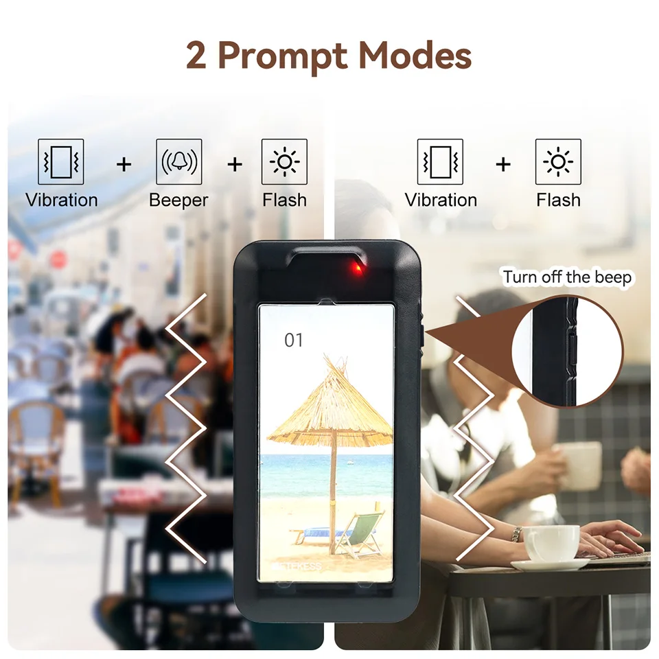 Retekess 식당 호출기 무선 호출 페이징 시스템, TD172, 20 진동기 코스터 부저, 원 키 음소거 푸드 트럭 카페 클리닉