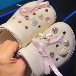 Shoe Charms for Clogs DIY Pink Ballet Ribbon Detachable Decoration Buckle for Shoe Charm Accessories Kids Party Woman Girls Gift