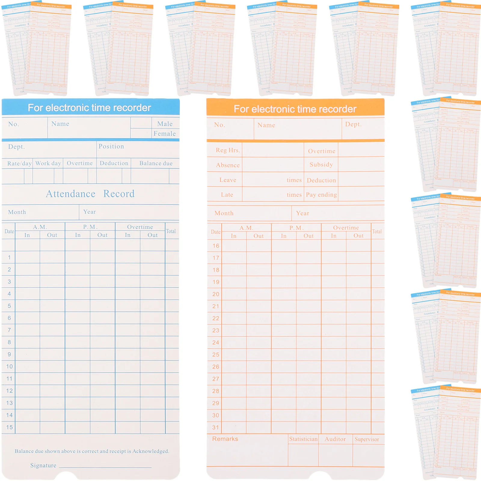 Double-Sided Time Cards Paper For Office Attendance Tracking Employee Punch Cards Sheets English Edition Work Clock In