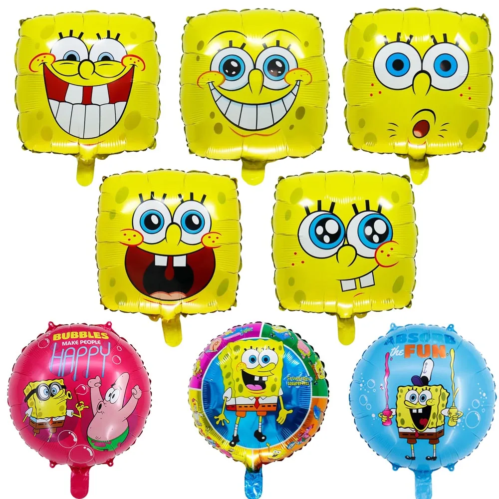 10 Stück 18 Zoll SpongeBob Folienballons SpongeBob Schwammkopf Themenparty Dekorationen für Kindergeburtstag Partydeko Zubehör