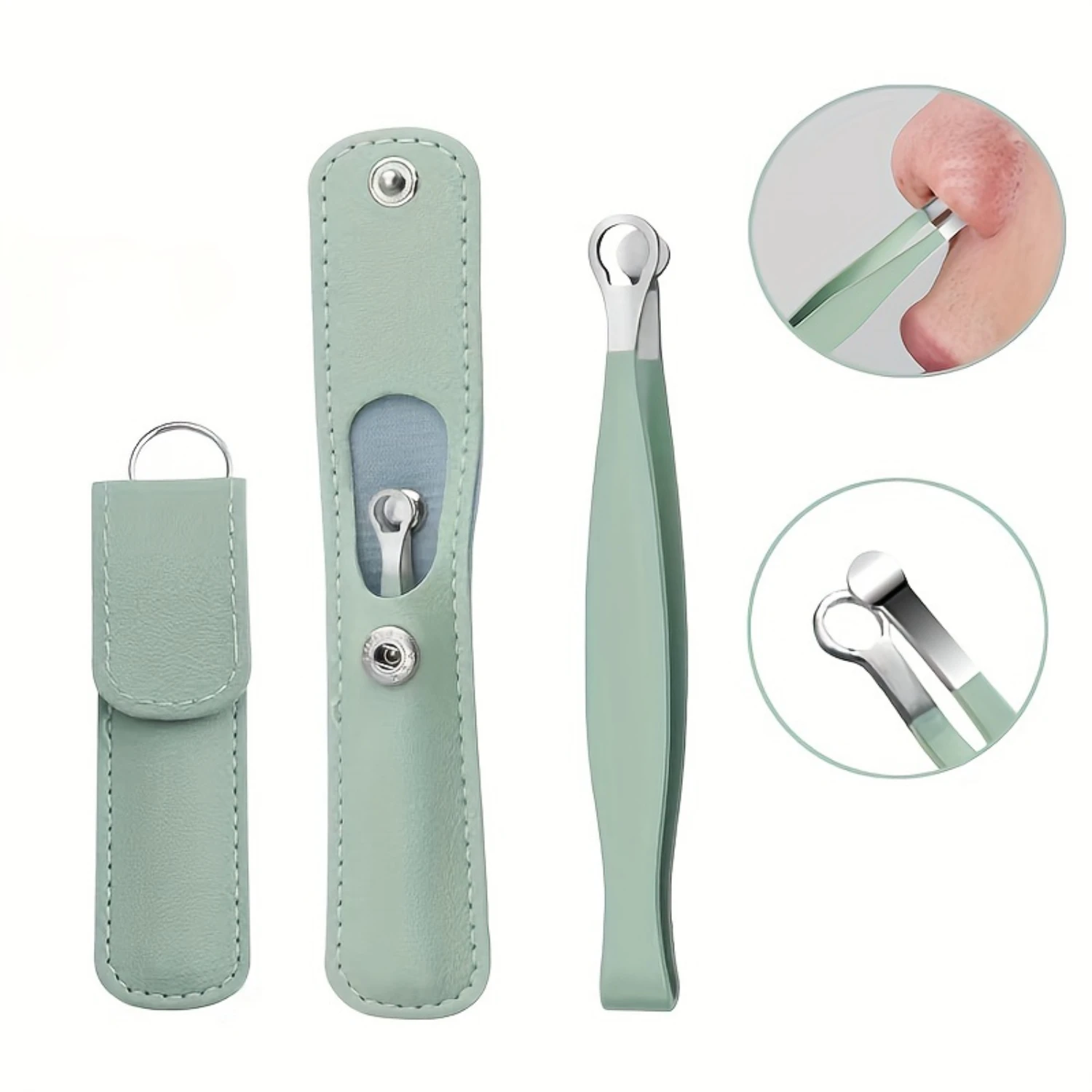 Stainless Steel Precision Tweezers For Nose & Eyebrows - Rounded Tip, Leather Case Included, Unisex Grooming Tool Eyelash Tweeze