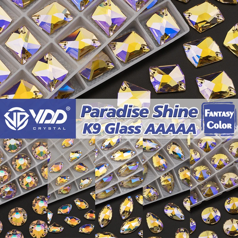 VDD Paradise Shine Fantasy Color Top Quality K9 Glass Sew On Rhinestone Sewing Crystal Flatback Stones Clothes Dress Decorations