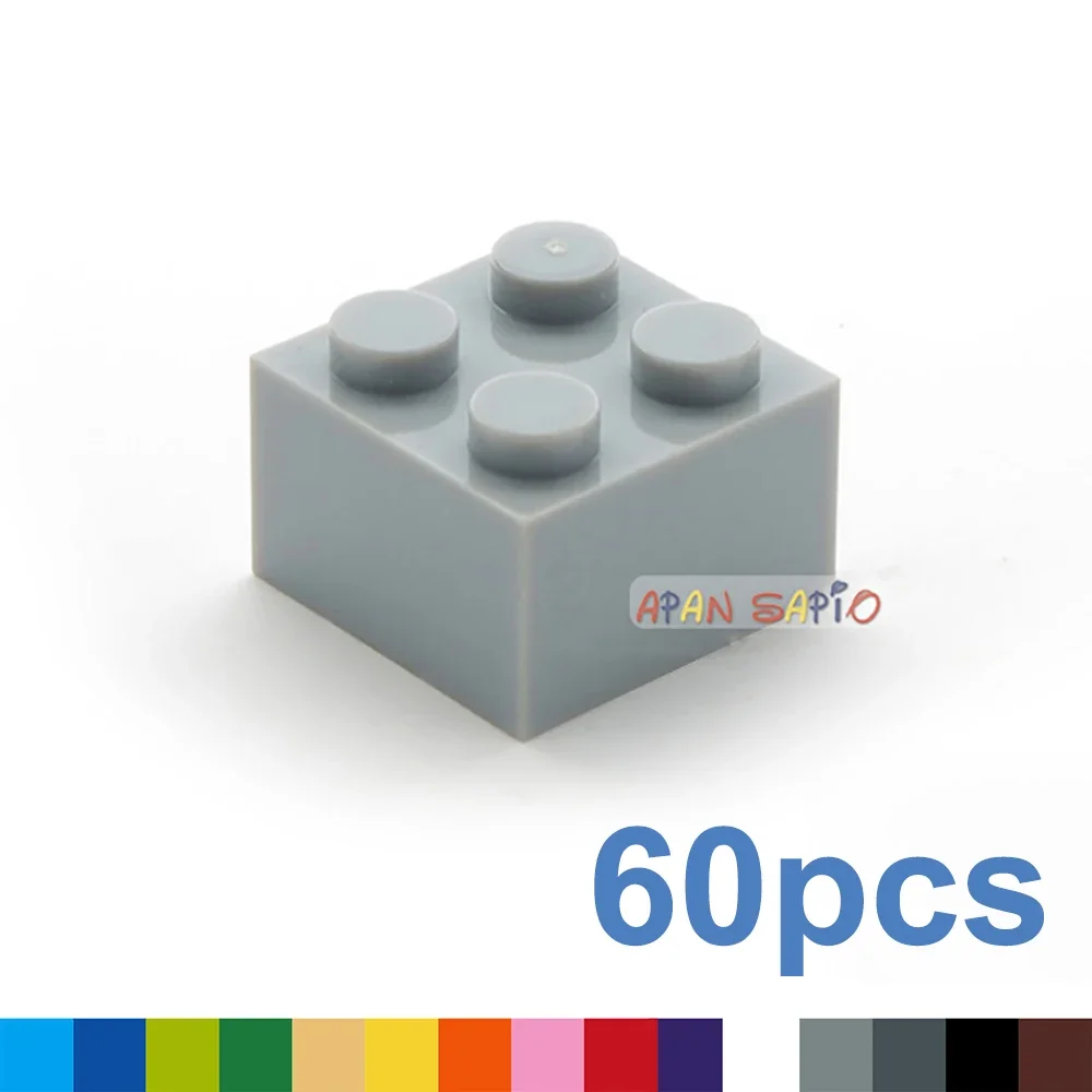 

60pcs DIY Building Blocks Thick Figures Bricks 2x2 Dots Educational Creative Size Compatible With 3003 Plastic Toys for Children