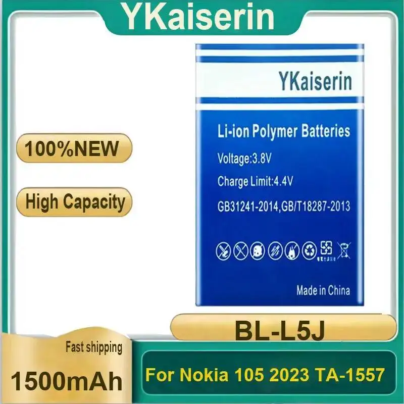 

Новый аккумулятор для мобильного телефона емкостью 1500 мАч для Nokia 105 2023 TA-1557 BL-L5J, хорошая работа при низких температурах, гарантия + код отслеживания