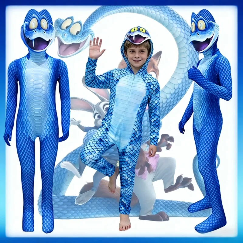 Cartoon Snake Cosplay Costume Tight Printing Jumpsuit Stage Performance Outfits Daily Comic con Clothes Snake Image Dress Up