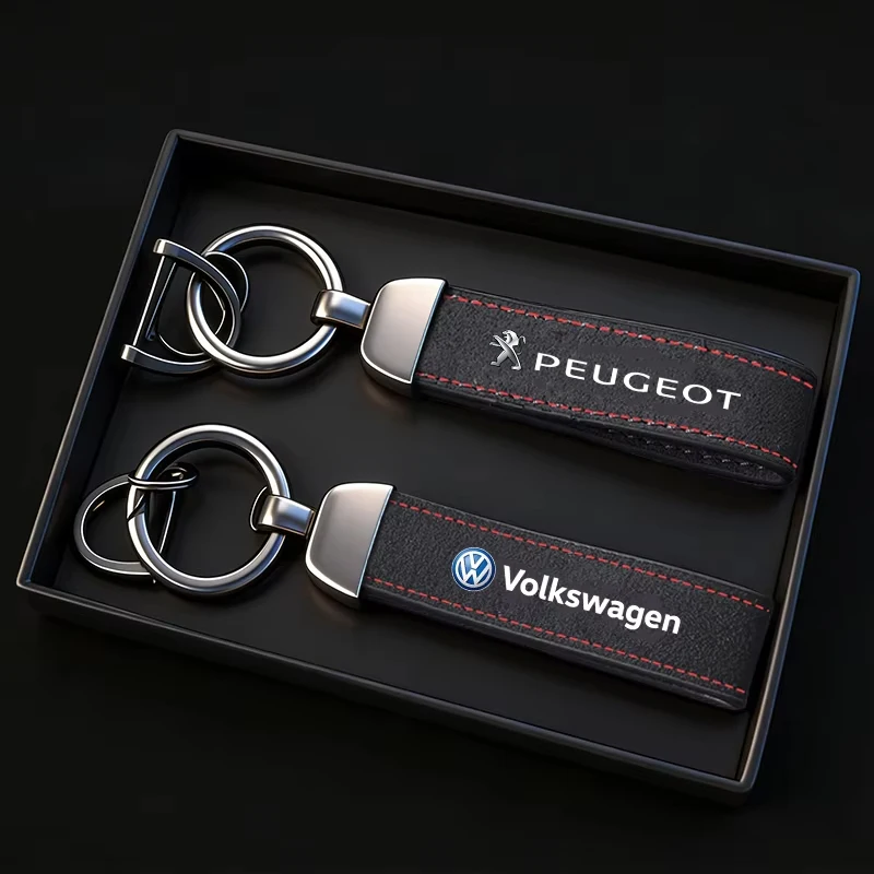 Llaveros con logotipo de coche, accesorios para hombre, llavero de gamuza para Peugeot, VW GTI, Scirocco, Polo, T5, Passat B6, Golf, Tiguan, Jetta, T-ROC