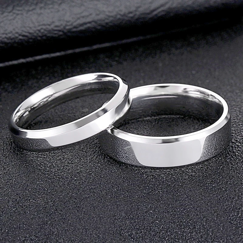 Titanium Steel Couple Ring Simple Beveled Smooth Face Ring Mirror Face Tail Ring Stainless Steel Men\'s and Women\'s Ornaments