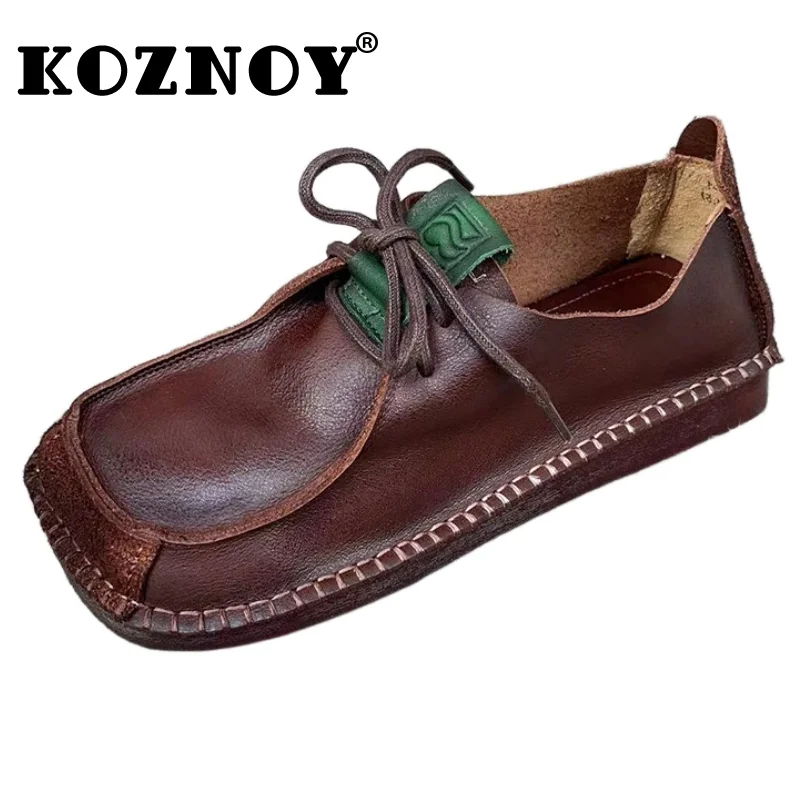 Koznoy Flats 1.5cm Flats Cow Suede Women Good Cushioning Flexible Loafer Genuine Leather Summer Soft Soled Comfy Moccassin Shoes