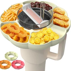 Snack Ring for Stanley Cup 40 Oz with Handle, Snack Container for Stanley Tumbler 40 Oz, 4 Compartment Reusable Snack Platters