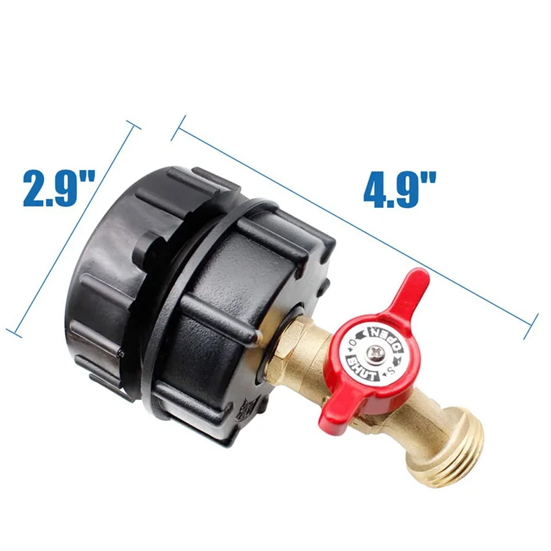 Złączka do pojemnika IBC ABPQ-2X, adapter do pojemnika IBC 275-330 galonów, zawór do pojemnika z drobną gwintem, zawór kranowy do węża z mosiądzu bezołowiowego, narzędzie