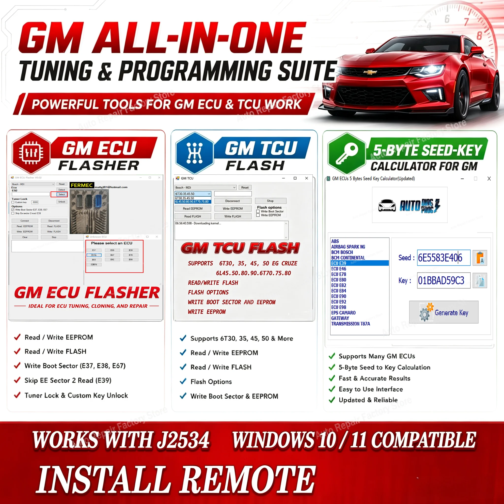 For GM TCU Flasher 5-Byte Seed-Key Calculator for GM Vehicles GM ECU Flasher Thru J2534 Read Write Flash EEPROM Unlock Functions