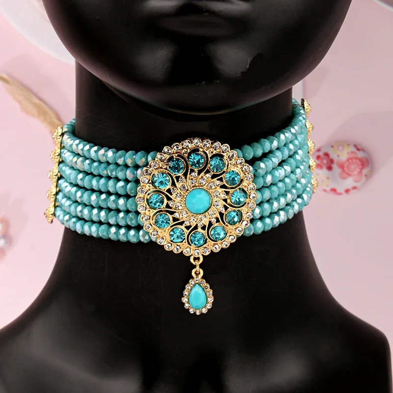 New Handmde Beads Necklace for Women Moroccan Choker Necklace for Bridal Ethnic Wedding Jewelry Middle East Collar Hombre