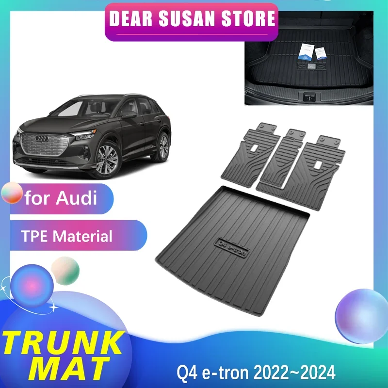 

Car Rear Trunk Mat for Audi Q4 e-tron 2022~2024 2023 Waterproof Carpet Seat Back Custom Inner Liner Pad Cover Tray Accessories