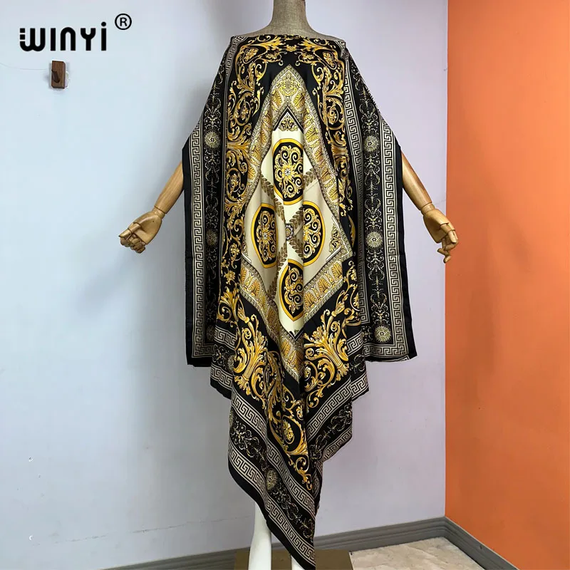 

WINYI evening dress beach wear turkey dresses Bohemia Print Dashiki Women abaya kaftan summer Color african dresses for woman