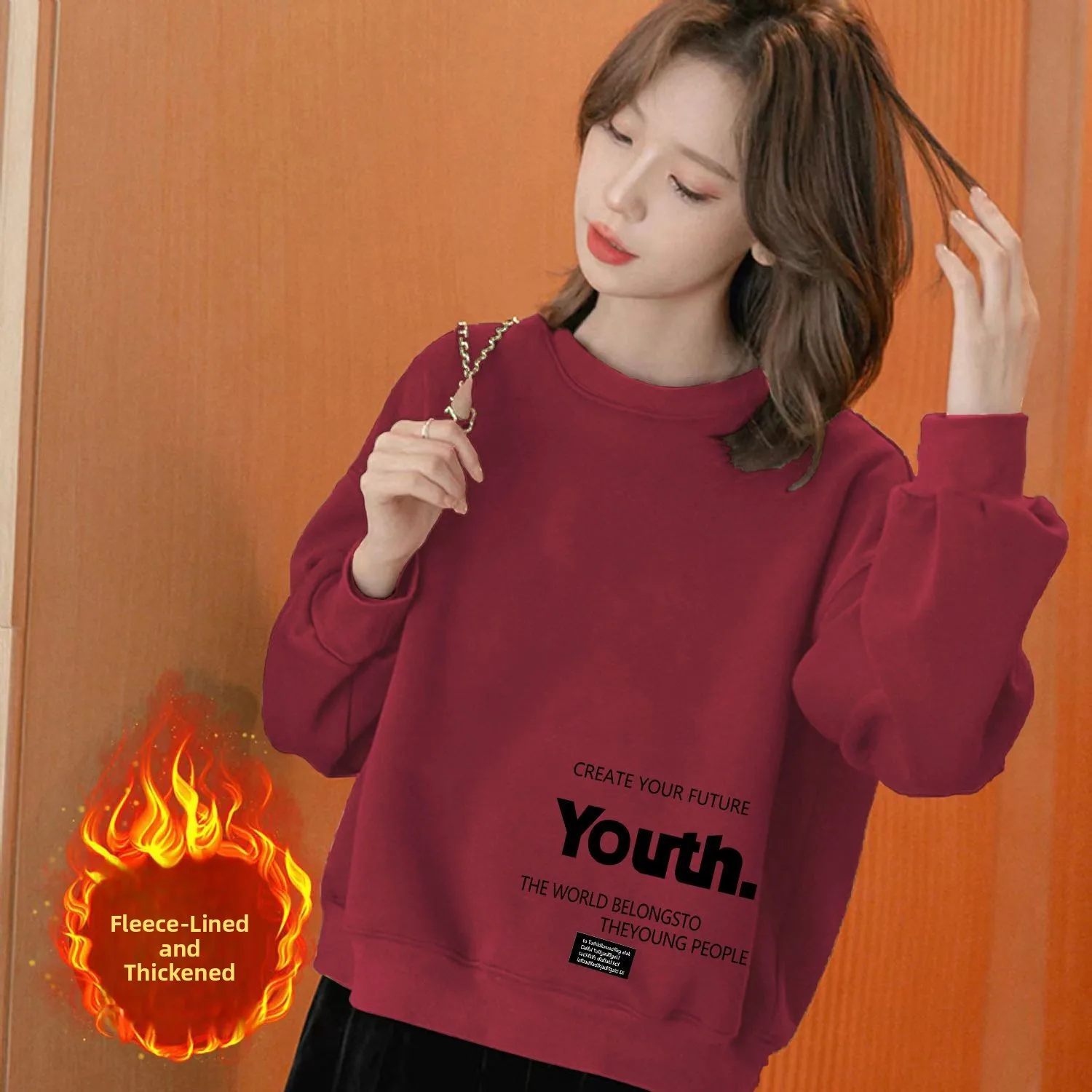 純綿裏地付きオルトフーディー レディース ファッション 韓国風 ルーズ スリム 多用途 オルト ウィームトップ