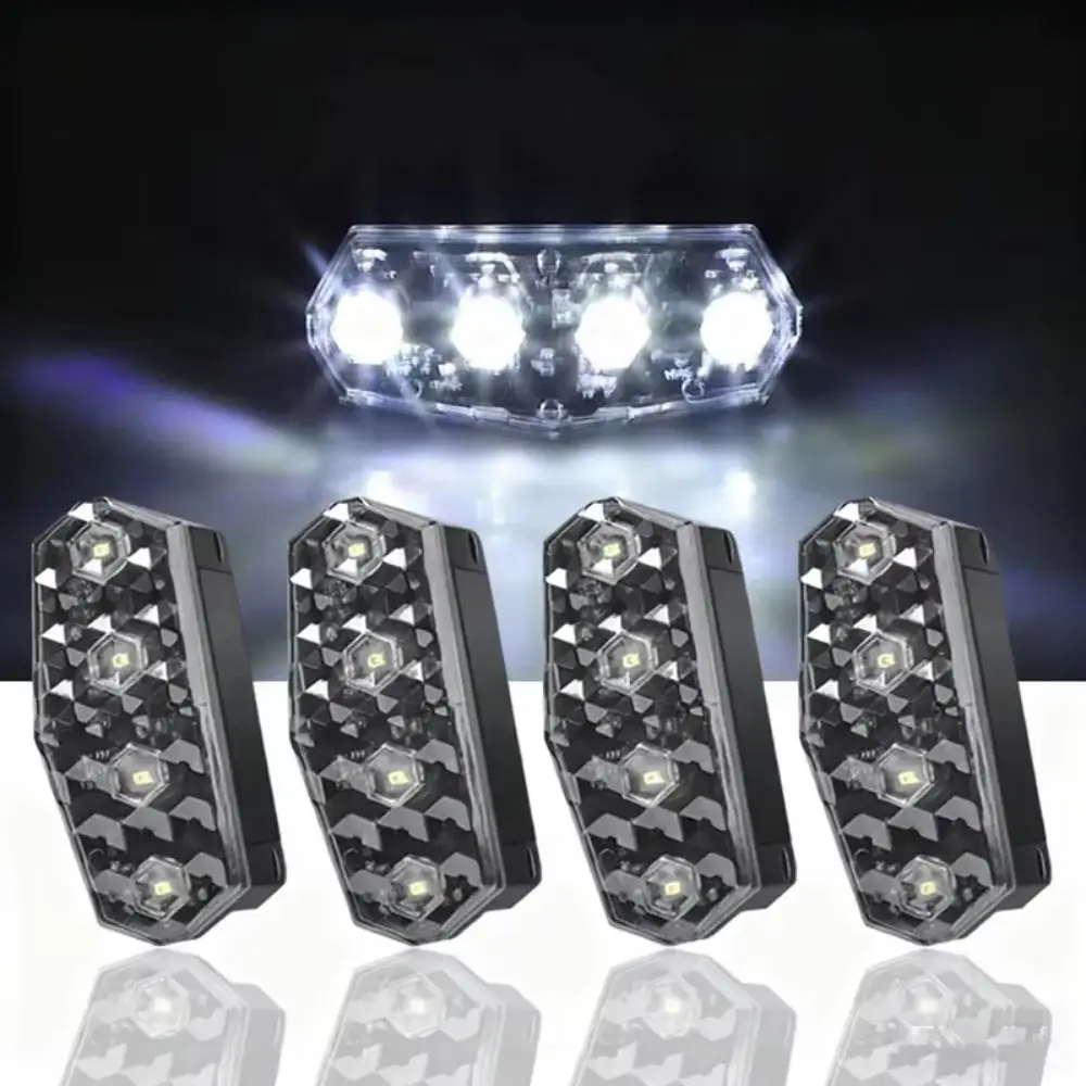 4Pcs Shake To Bright Solar Right-angle Warning Lights High Brightness Flashing Mode Vehicle Led Rear Light Waterproof