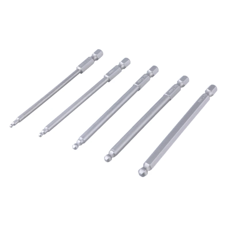 

Precision Machined Alloy Steel Hex Screwdriver Bits with Ballhead, Magnetic Tip, 100mm Long 5Pack Dropship