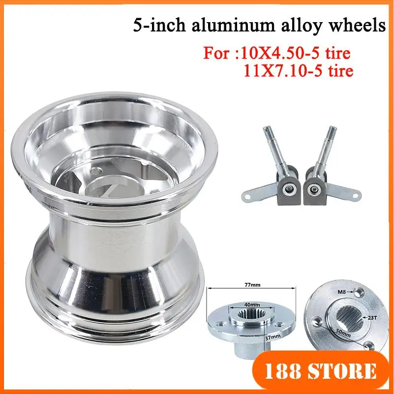 

GO KART Wheel Front 10X4.50-5 Rear 11X7.10-5 Inch Aluminum Alloy Wheel Rim Hub Wheel Hub Rim KARTING ATV UTV Buggy