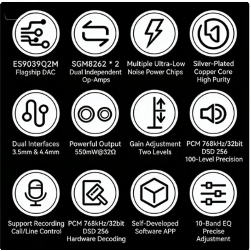 Untuk NICEHCK Octave Type-C Lossless Decoding Headphone AMP ES9039Q2M DAC 768KHz / 32-bit DSD256 3.5mm 4.4mm Output Decoder