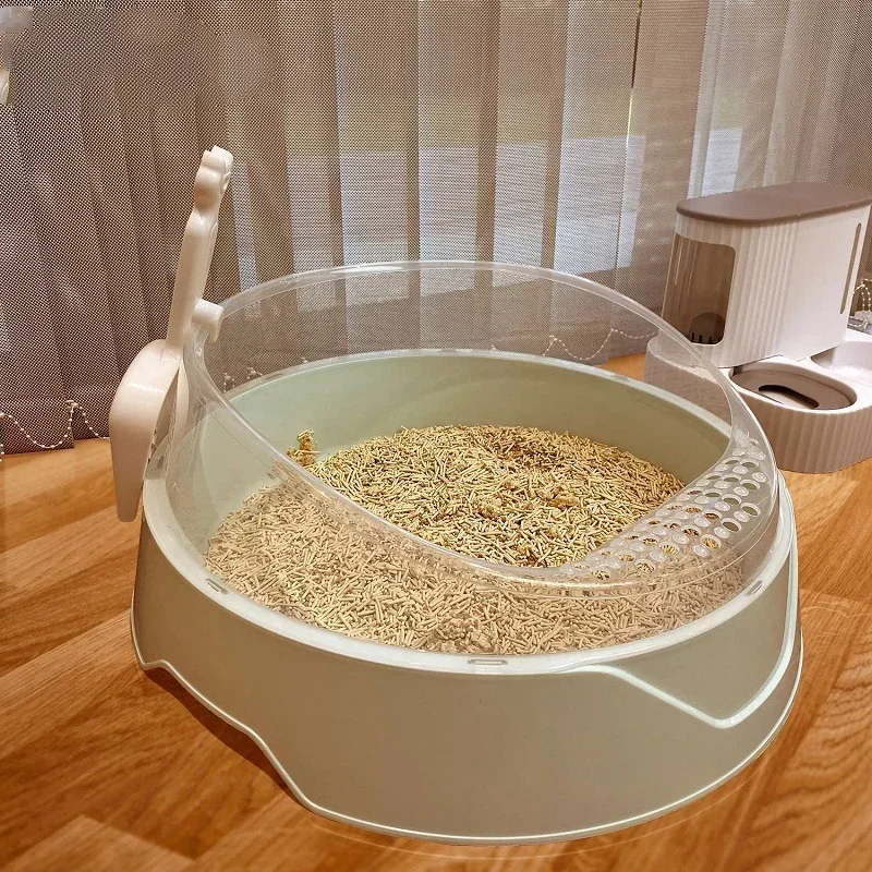 Pet Dish House Hygiene Supplies Semi-enclosed Plastic Sandbox Cat Sandbox Toiletries Cleaning Basin Non-slip Sink Smart