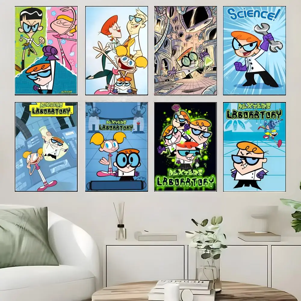 90s Cartoon D-Dexters Laboratory Poster  Self-adhesive Art Waterproof Paper Sticker Coffee House Bar Room Wall Decor