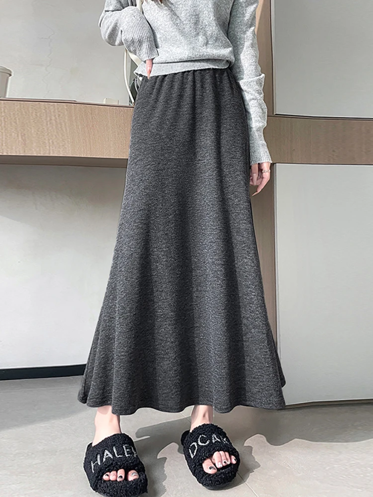 

Korean Sle High Waist A-Line Fi Tail Skirt Women's Faion Spring Autumn Winter Slimming f-length Skirt