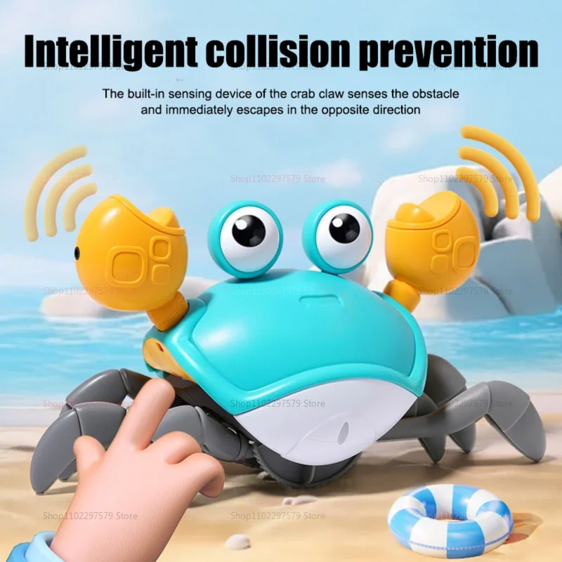 【セール中】赤ちゃん用這うカニのおもちゃ 光る 歩く ダンスする 音楽で動く 障害物回避 充電式 感覚発達玩具