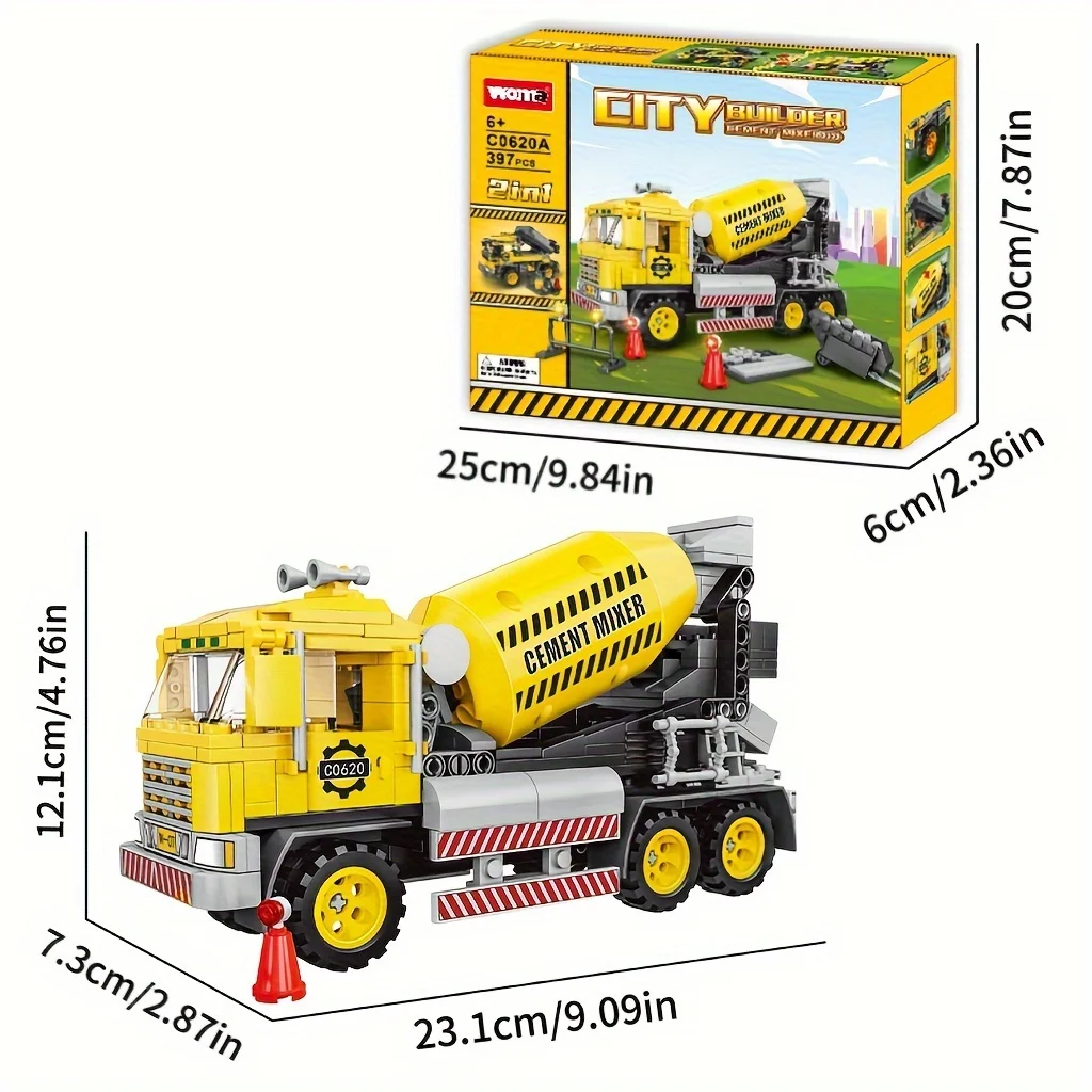 Miscelatore di cemento da costruzione urbano, set di micro blocchi di ingresso, giocattoli da costruzione fai-da-te, confezione regalo, giocattoli educativi