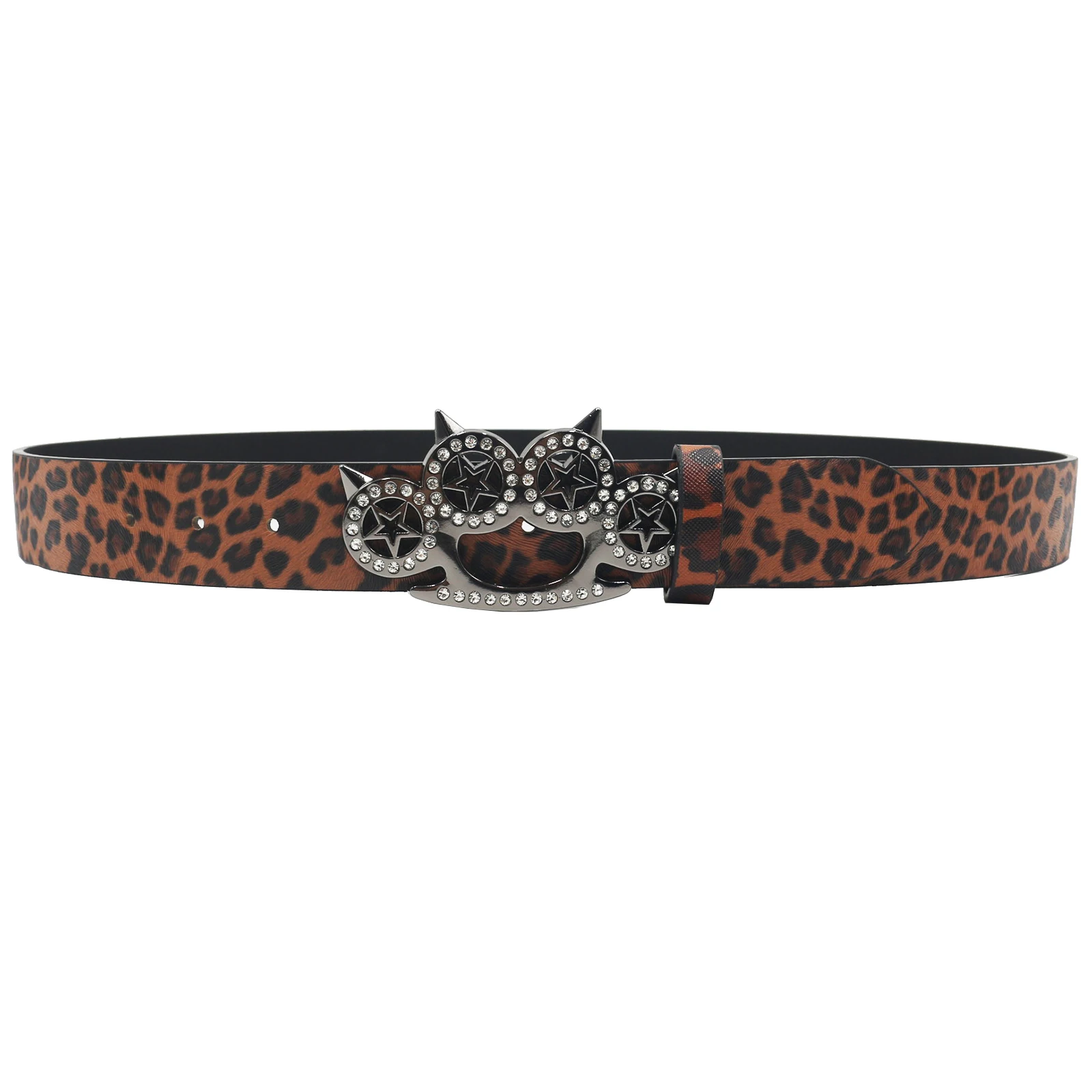 Leopard print Trendy Women\'s Belt Elegant Shiny Rhinestone CAT Soft  Belts Wide Fashion Pants, Dress Waistband