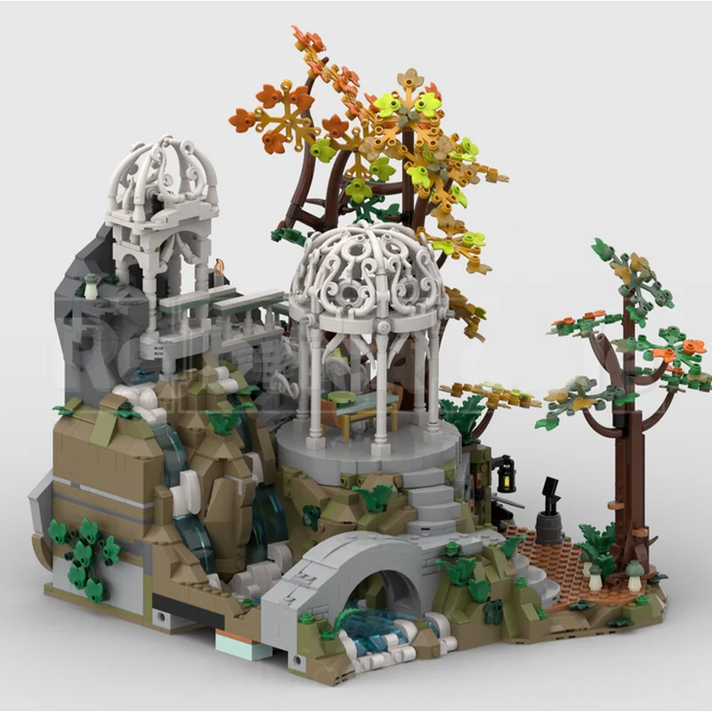 1707pcs MOC Elven Valley Segment Addon Fantasy Medieval Adventure Model Building Blocks Castle Technical Street Scene Toy Gift