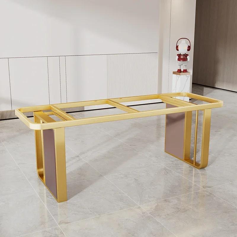 Italian light luxury stainless steel rock plate tea table metal base bench