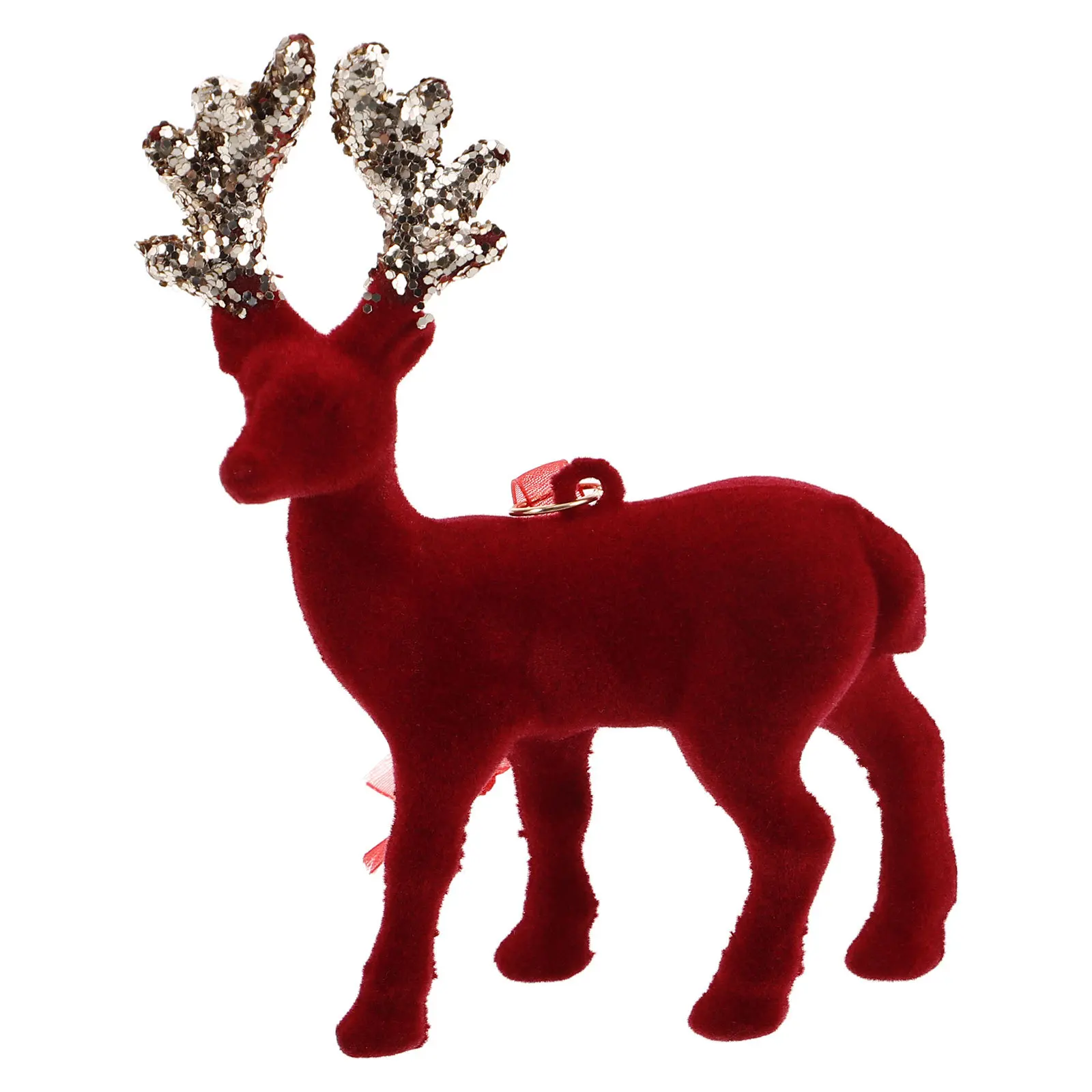 

1pcs Reindeer Flocking Xmas Elk Statue For Christmas Tabletop Tree Decoration Holiday Home Decor Deer Ornament