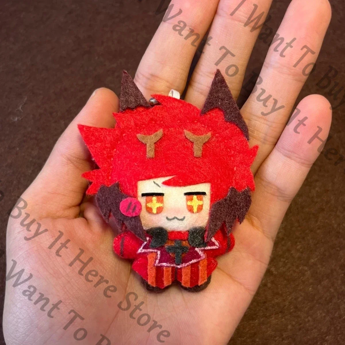 

Anime Hazbin Hotel Alastor Radio Demon Cosplay Cartoon Handmade Non Woven Printing Puppet Maumet Keyring Keychain Widget Gift