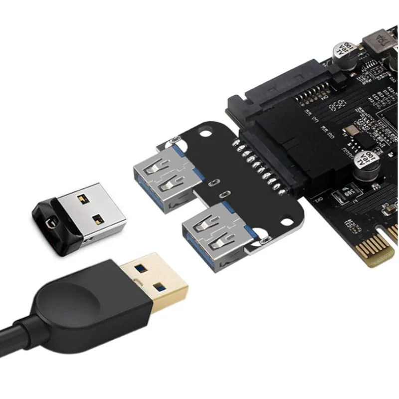 For PC Motherboard – Internal Vertical Header Converter USB 3.0 19/20 Pin to Dual USB 3.0 Female A Port Splitter Adapter
