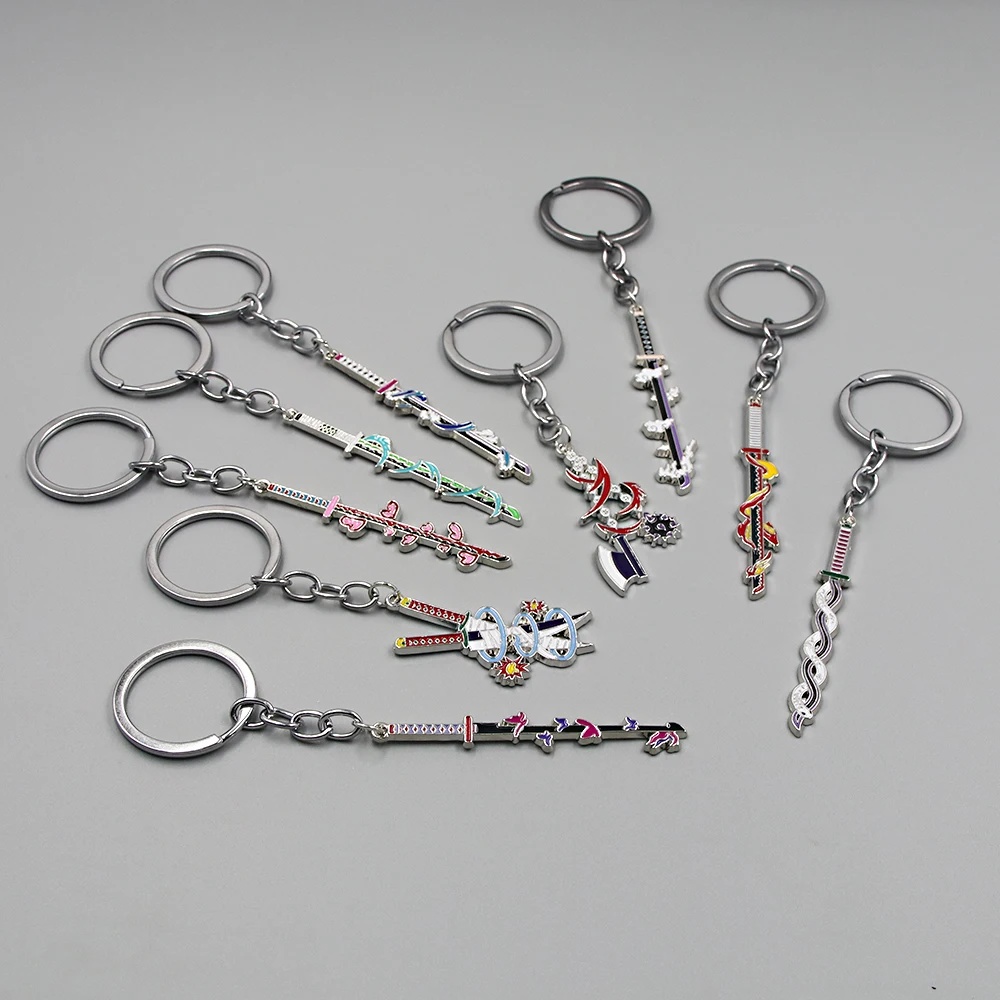 Anime Demon Slayer Sword Metal Keychain Kimetsu no Yaiba Kamado Tanjirou Nezuko Shinobu Weapon Pendant Keyring Cosplay Jewelry image 5