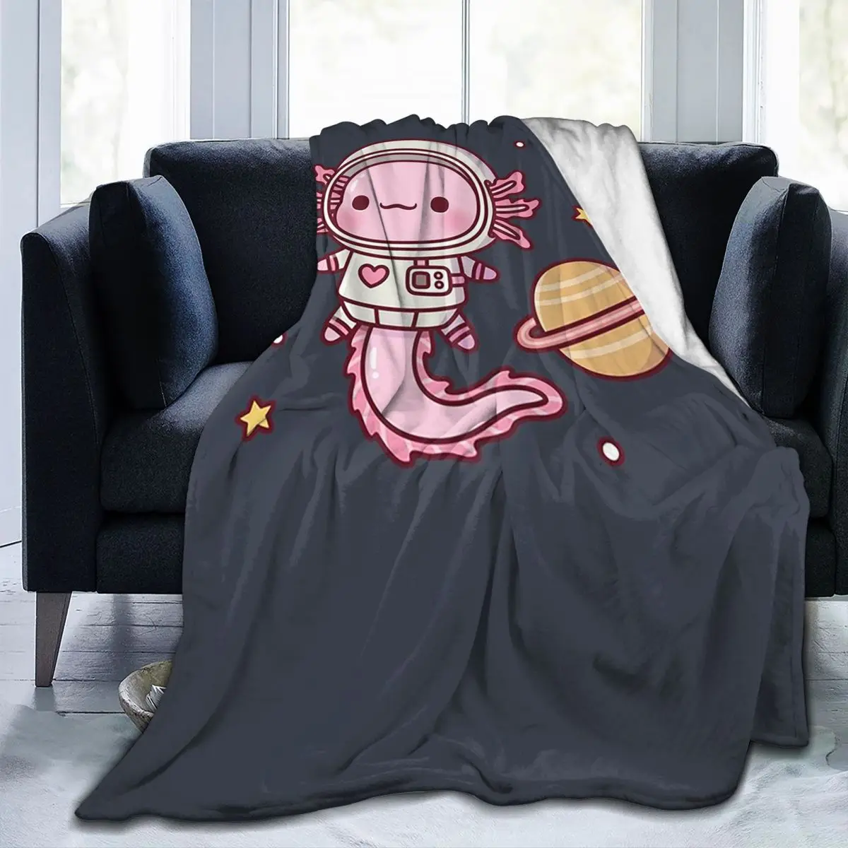 Kawaii Axolotl Mexican Salamander Blankets Fleece Sofa Throw Blanket Super Soft for Home Bedroom Outdoor Throws Bedspread Quilt - view 4