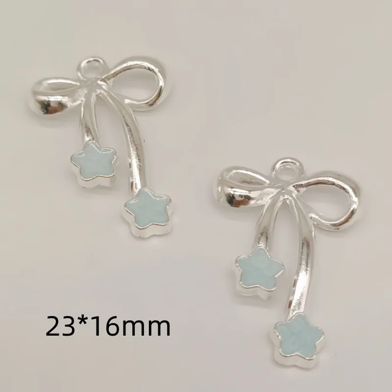 10/100PCS Alloy Retro Drip Oil Star Bow Pendant Small Pendant DIY Necklace Bracelet Earrings Bracelet Accessories