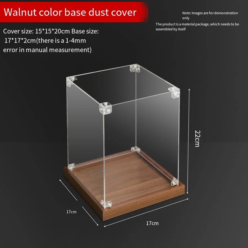 Présentoir en acrylique avec Base en bois, panneaux pré-coupés, assemblage de bricolage, vitrine anti-poussière pour figurines d'action, jouets miniatures