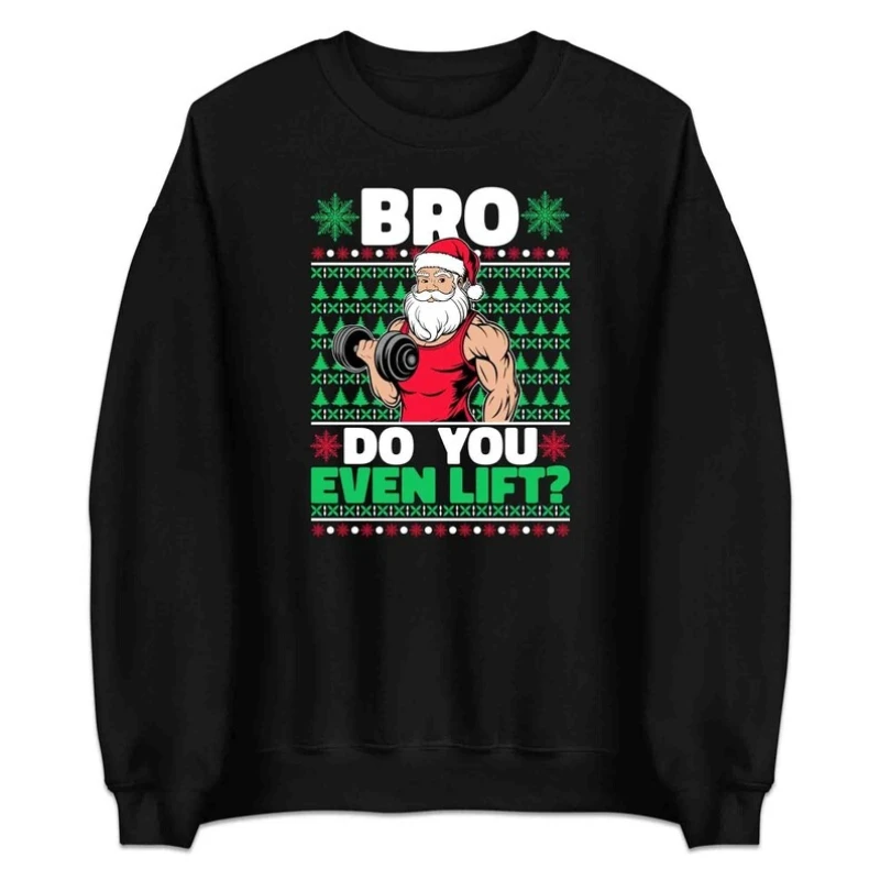 Moletom de fitness de Natal, moletom com capuz Bro Do You Even Lift, camisa de ginástica Buff Santa, top de treino de Natal, suéter de levantamento de