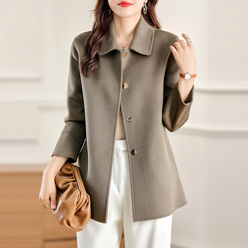 High-End Double-Sided Wool Coat Women\'s Long Autumn And Winter New Temperament Wool Woolen Coat