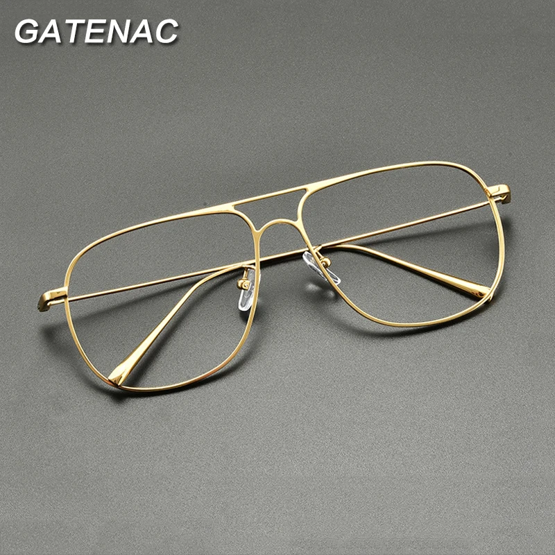 Vintage Pure Titanium Glasses Frame Men Pilot Optical Myopia Prescription Eyeglasses Frame Women 2022 New Luxury Brand Eyewear