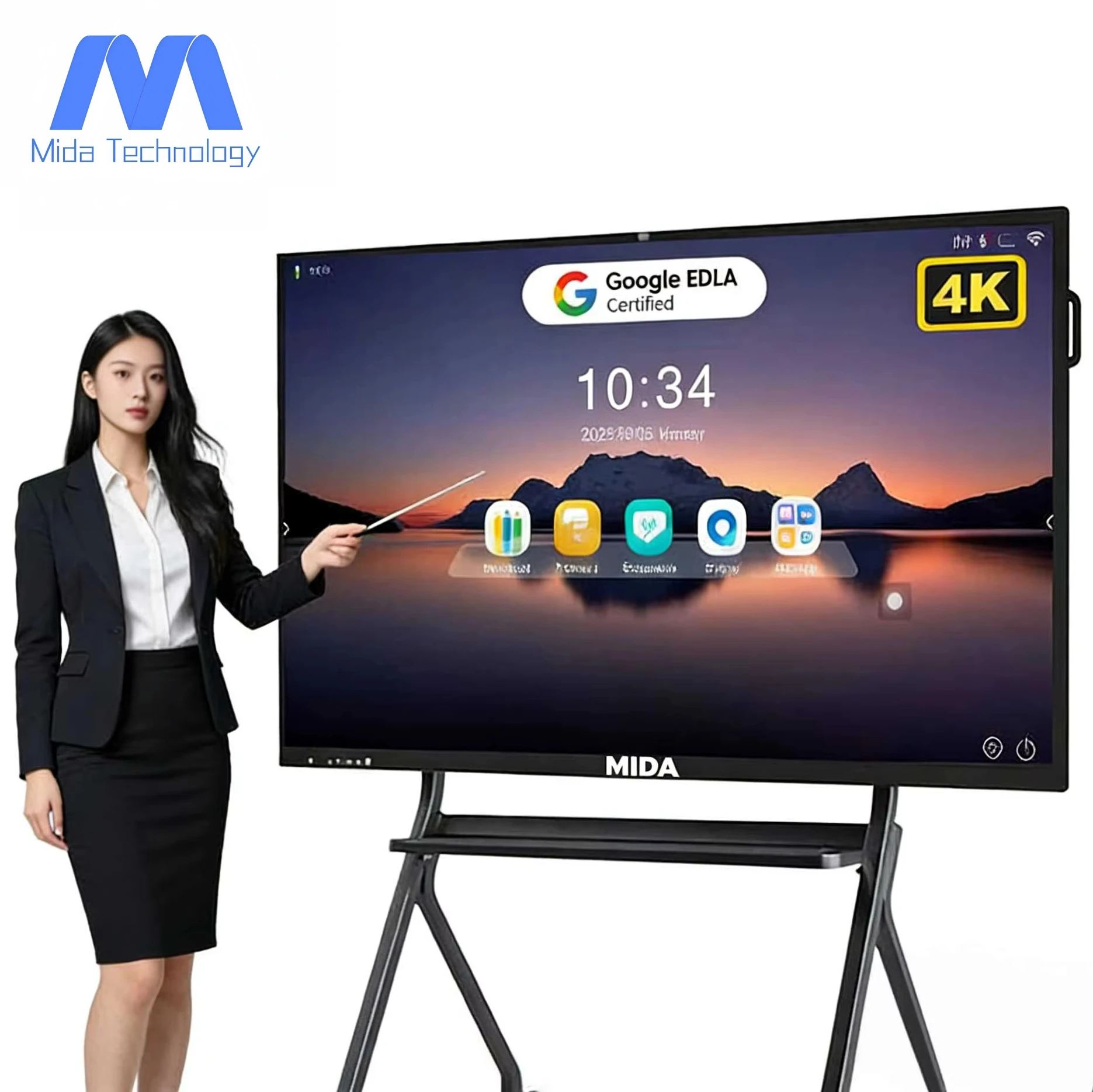 MIDA 20/40 Point Multi Touch Screen All In One Smart Board Flat Panel Interactive Whiteboard 8G 128G Smart BoardS For Conference
