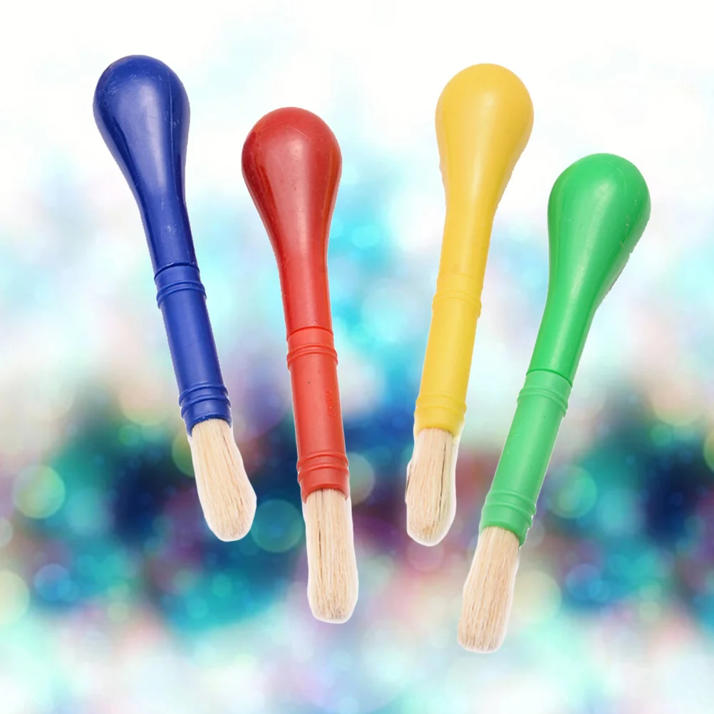 4 Pcs Painting Brush for DIY Projects Kids Safe Easy-to-grip Handle Red Yellow Blue Green Set