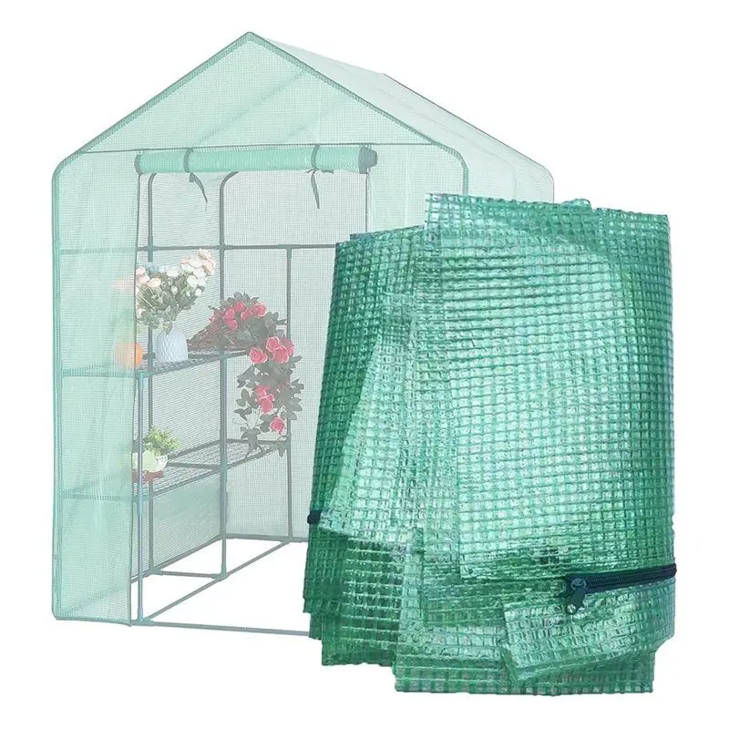 AEE2-Greenhouse Replacement Cover, 56X56x76 Inch PE Walk-In Greenhouse Cover For Gardening Plants W/Roll-Up Zipper Door