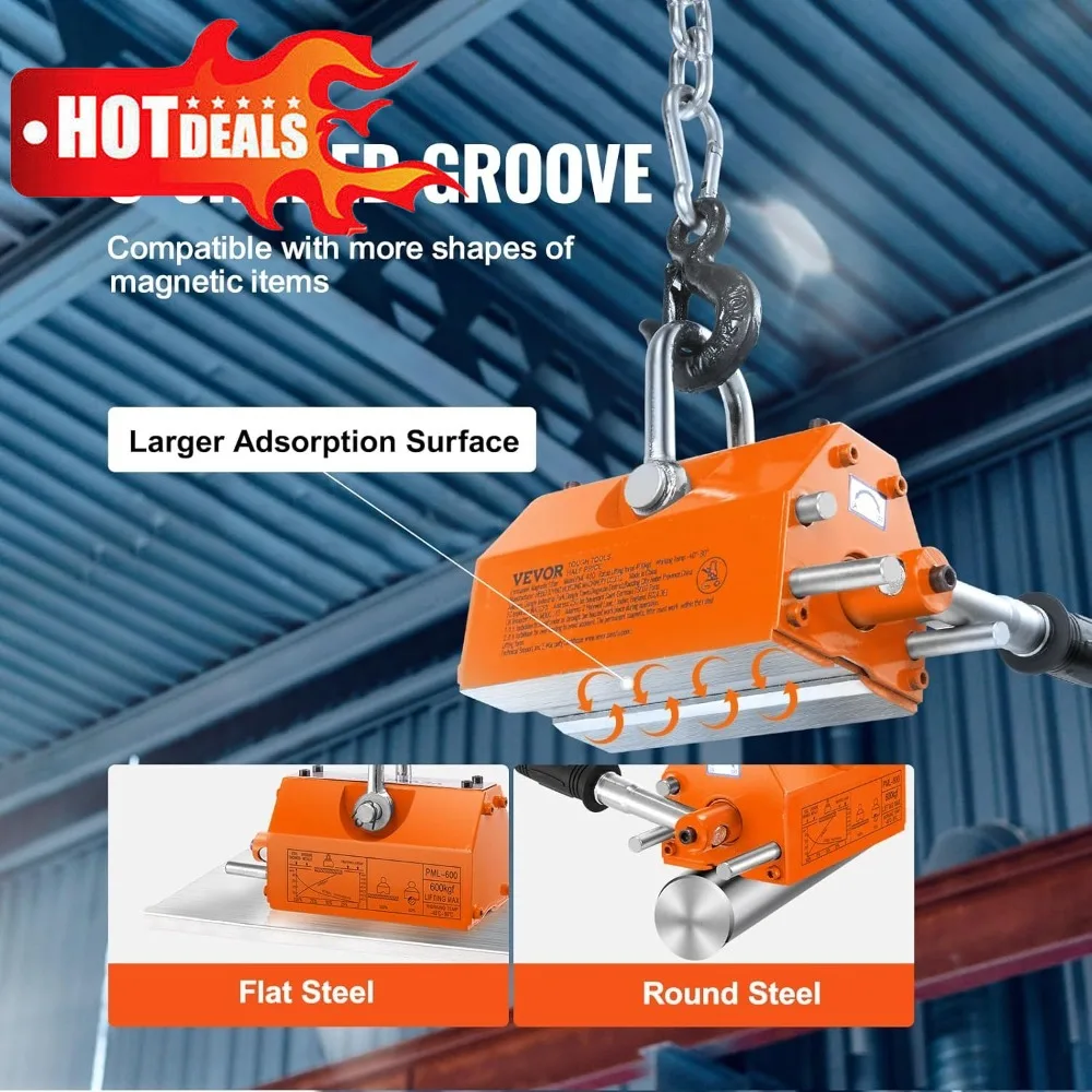 

Бестселлер, магнитный подъемник 600 кг, постоянный подъемный магнит с безопасной ручкой, сверхмощный для стальных листов и блоков