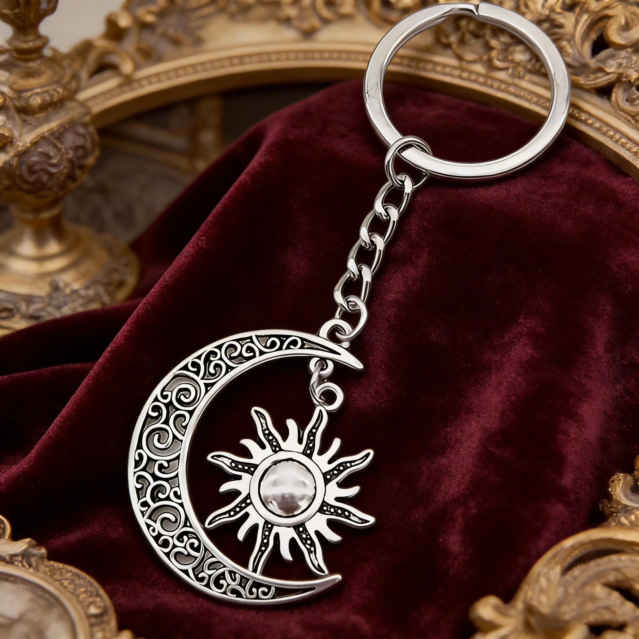 Sun and Moon Keychain Crescent Sun Pendant Keyring Boho Bag Charm Gift for Witches Hot Sale 2026
